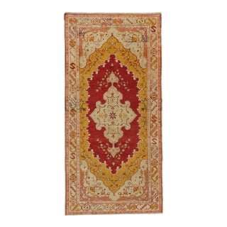 Vintage Turkish Rich Terracotta Oushak Hand-Knotted Rug 3ft 2in X 6ft 6in For Sale