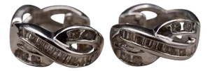 The Twisted Infinity: White Gold Infinity Huggie Earrings Set with Diamonds, 2 Pieces
