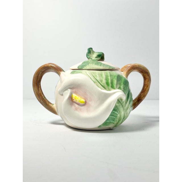 1980s Fitz & Floyd “Calla Lilly of the Valley” Ceramic Tea Service Set - 4-Piece For Sale - Image 10 of 12