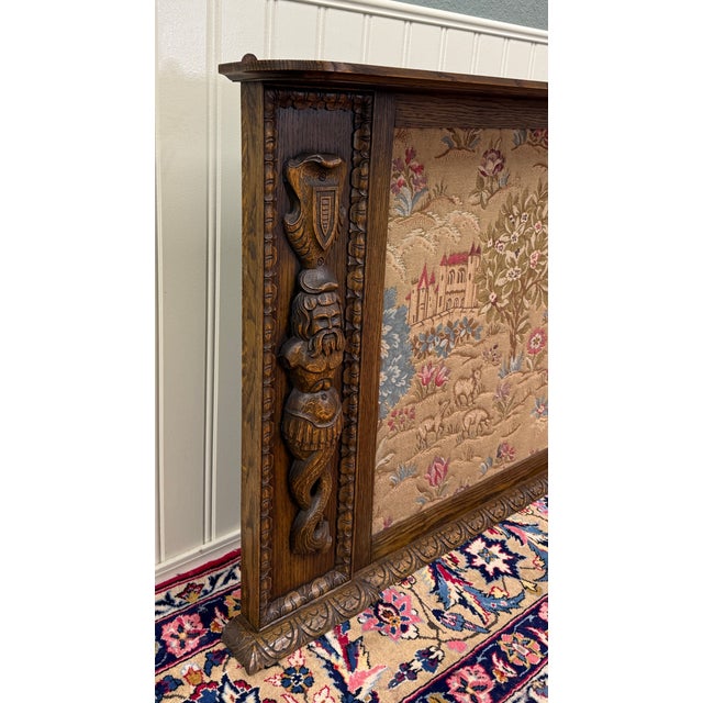 Antique Large French Carved Oak Framed Wall Aubusson Style Tapestry/Textile 8ft For Sale - Image 11 of 18