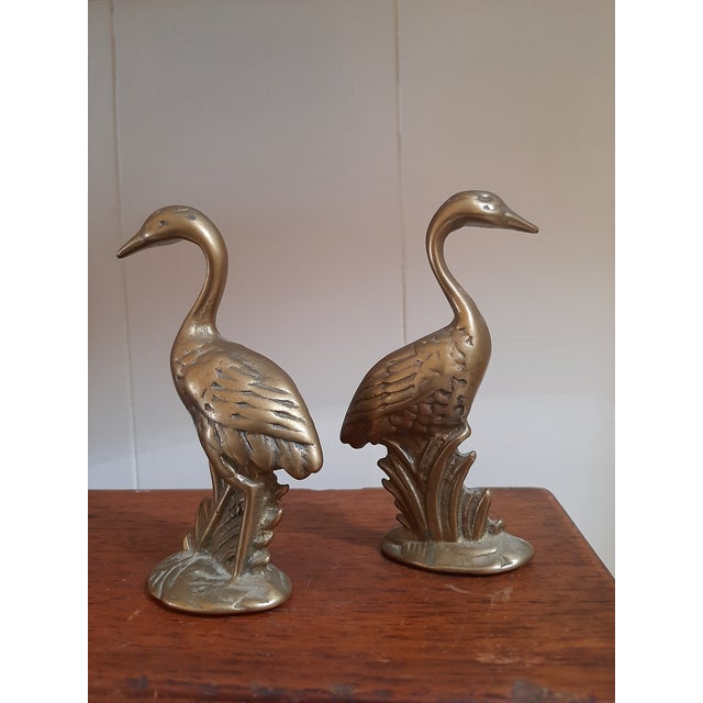 Mid 20th Century Pair of Brass Crane Birds For Sale - Image 5 of 6