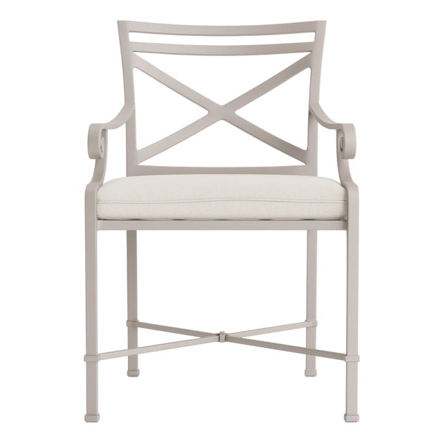 Brown Jordan Venetian Arm Chair, Dove frame with Fusion Natural fabric For Sale