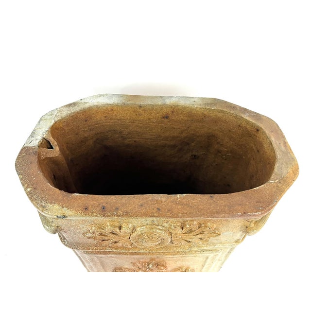 Terracotta Water Fountain with Floral Decoration and Medici Cup, 19th Century For Sale - Image 5 of 14