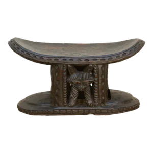 Finely Carved African Feline Bamus Stool