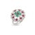 Solid 14k Gold Ruby Emerald and Pave Set Diamond Bohemian Chic Flower Ring Size 5.5 For Sale - Image 4 of 7