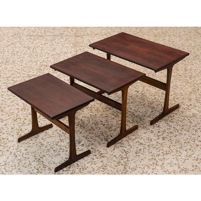 Nesting Side Tables by Kai Kristiansen for Vildbjerg Møbelfabrik, Denmark, 1960s, Set of 3 For Sale - Image 6 of 6