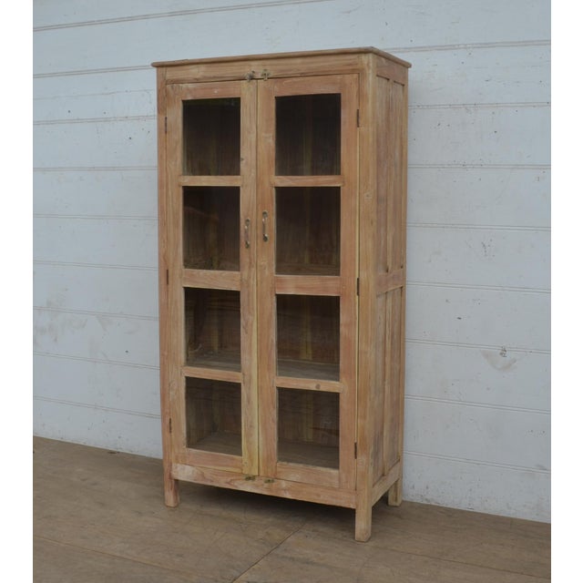 Reclaimed Teak Wood Glass Fronted Cabinet For Sale - Image 4 of 8