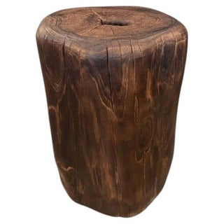 Andrianna Shamaris Modern Organic Charred Tall Side Table For Sale