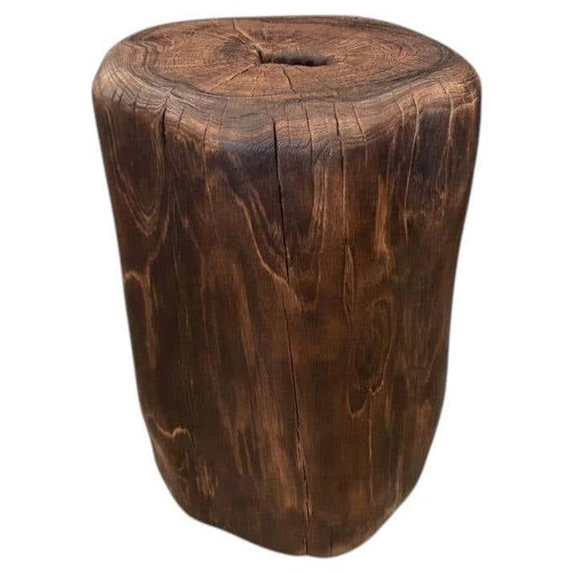 Andrianna Shamaris Modern Organic Charred Tall Side Table For Sale