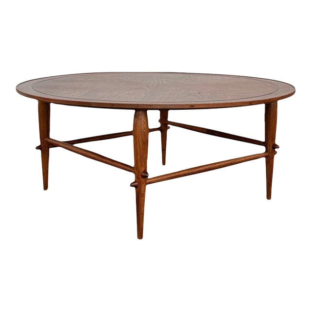 Mid-Century Modern Round Walnut Coffee Table by Lane "Copenhagen" For Sale
