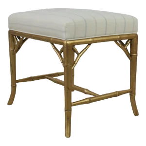 Vintage Rectangular American Gold-Plated Imitation Bamboo Leg Footstool/Piano Stool/Dressing Stool,