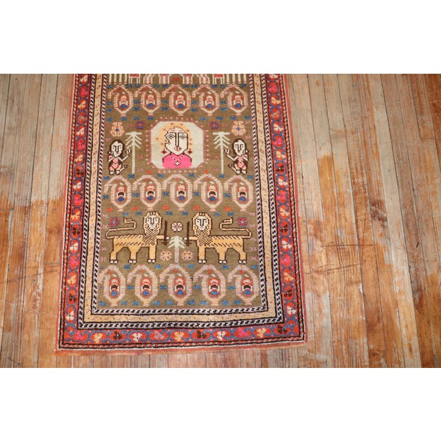 Persian Early 20th Century Zabihi Collection Lion Motif Persian Long Runner - 2'7" x 12'5" For Sale - Image 3 of 12