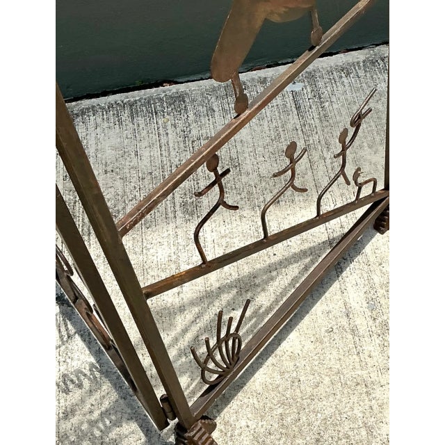 Vintage Iron Abstract Figurative Folding Screen For Sale - Image 9 of 12