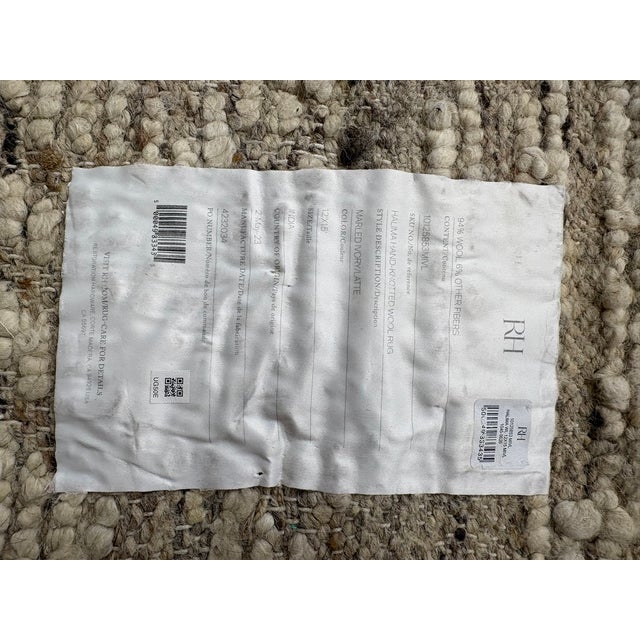 Rh Halima Hand-Knotted Wool Rug — 12' × 15' Marled Ivory / Latte | Undyed Wool | High-Low Texture For Sale - Image 10 of 18