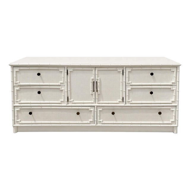 VTG Drexel Kensington Faux Bamboo Dresser Hollywood Regency Coastal Palm Beach For Sale