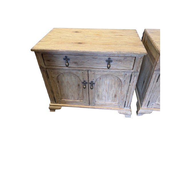 Rustic European Jonathan Charles Sagehill Oak Bedside Chest- Set of 2 For Sale - Image 3 of 9