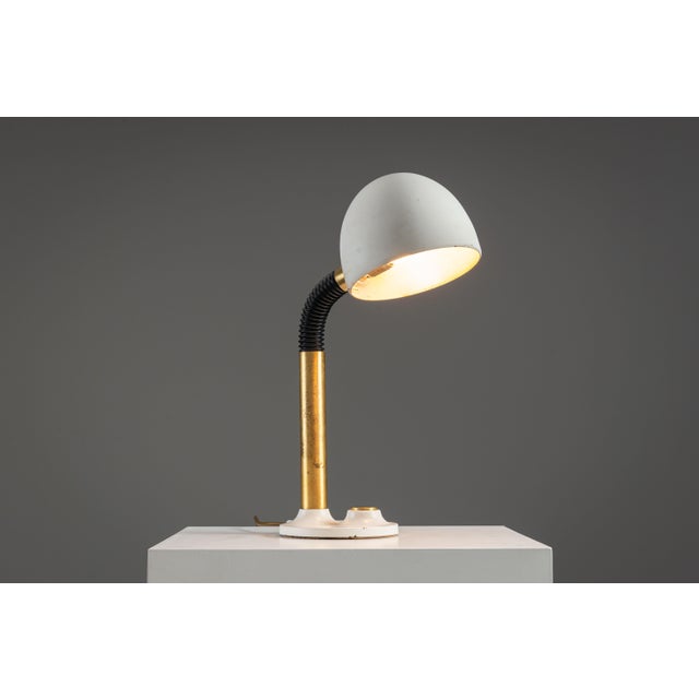 Vintage Desk Lamp in White Metal with Brass Accents by Egon Hillebrand for Hillebrand Lighting, 1970s For Sale - Image 11 of 11