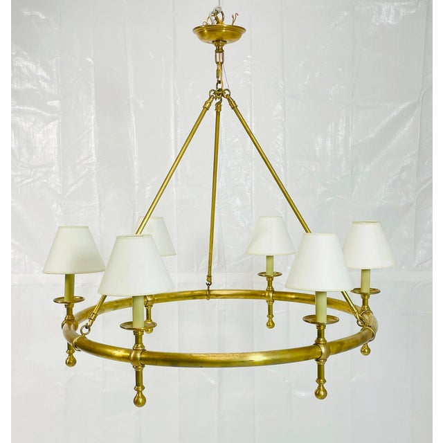 Visual Comfort Oil Rubbed Solid Brass Chandelier by Chapman & Mayers for Visual Comfort For Sale - Image 4 of 17