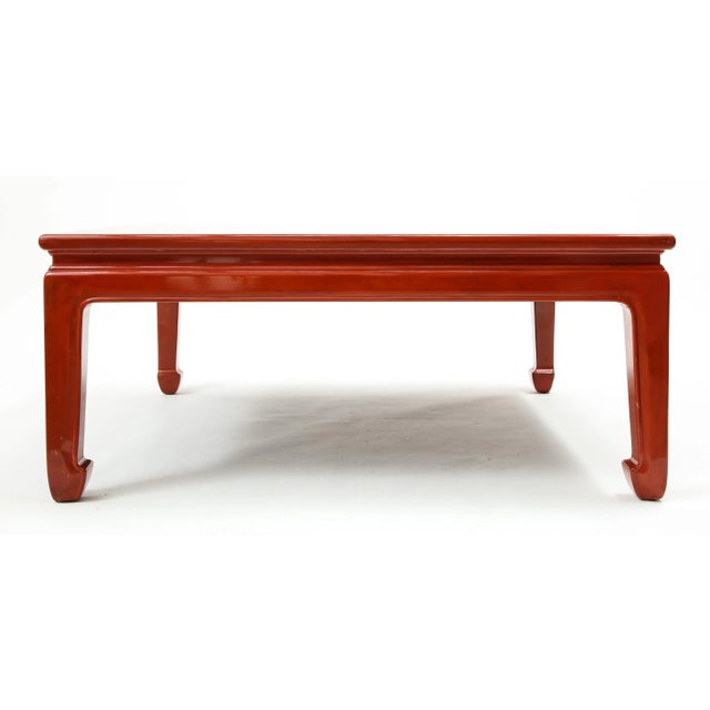 Red Lacquer and Gilt Chinoiserie Square Coffee Table For Sale In New York - Image 6 of 8