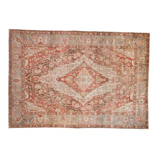 Antique Distressed Sarouk Carpet - 7'1" x 10' For Sale