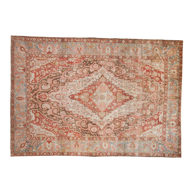 Antique Distressed Sarouk Carpet - 7'1" x 10' For Sale