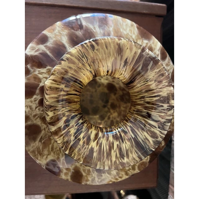 Mid-Century Modern Vntage Murano Style Amber Aventurine Art Glass Vase For Sale - Image 3 of 4