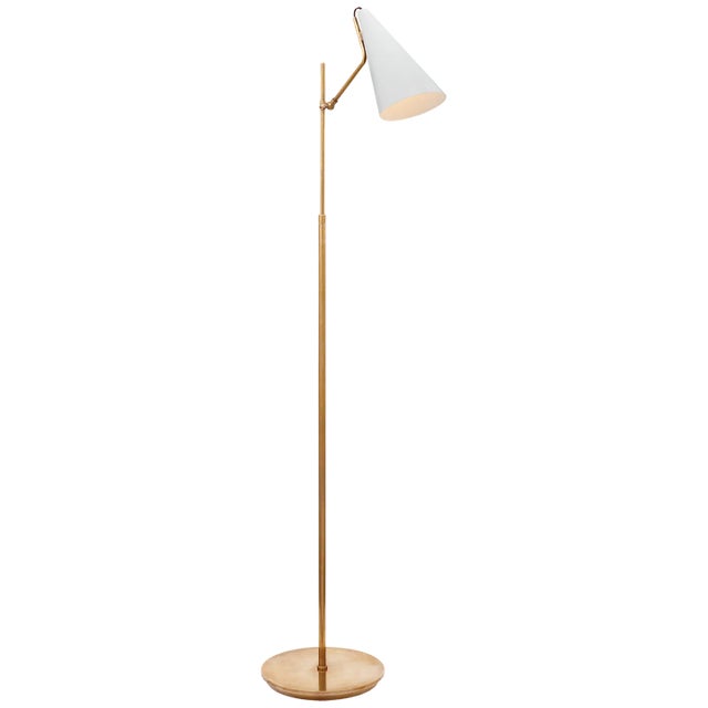 AERIN for Visual Comfort Signature Clemente Floor Lamp in Hand-Rubbed Antique Brass with White For Sale