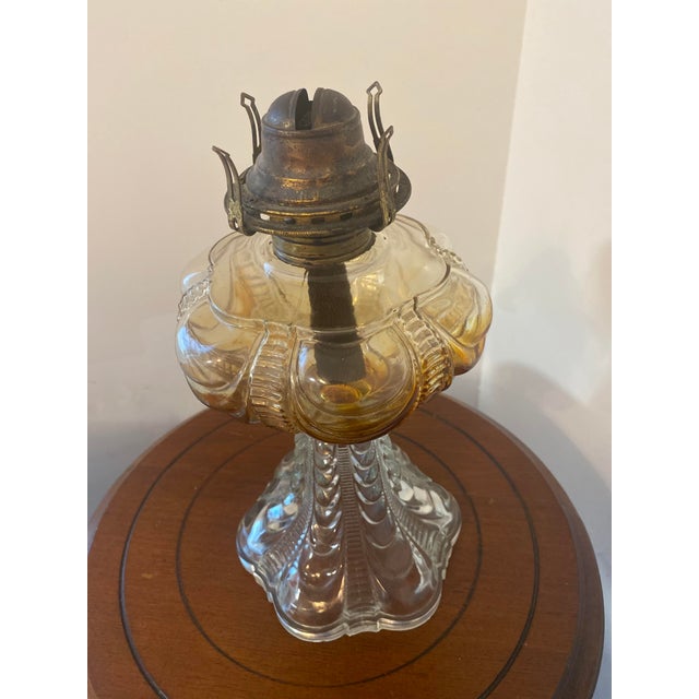 Antique Eapg Coolidge Drape Glass Oil Kerosene Lamp With the 2 Queen