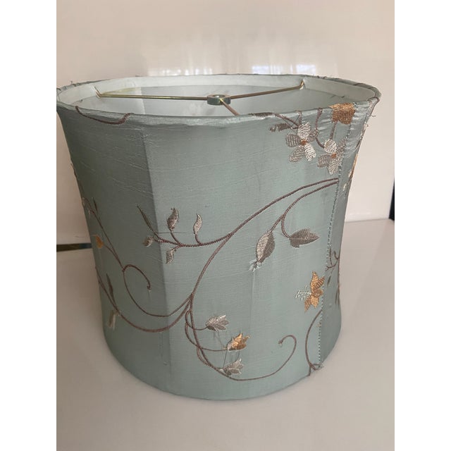 French Late 20th Century French Embroidery Floral Leaf Lamp Shade For Sale - Image 3 of 8