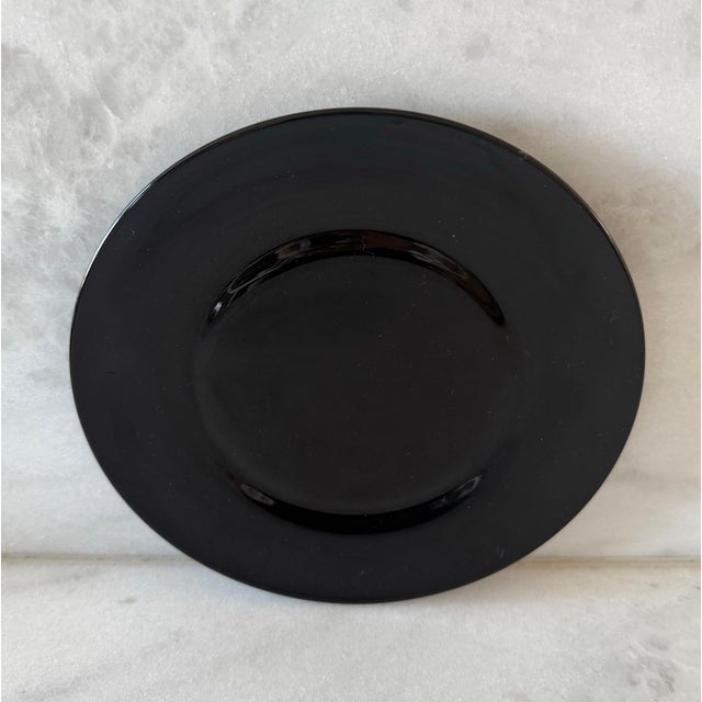 Set of 6 Black Glass Small Plates For Sale - Image 4 of 9