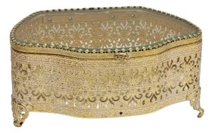 Mid 20th Century Detailed Brass Jewelry Casket*