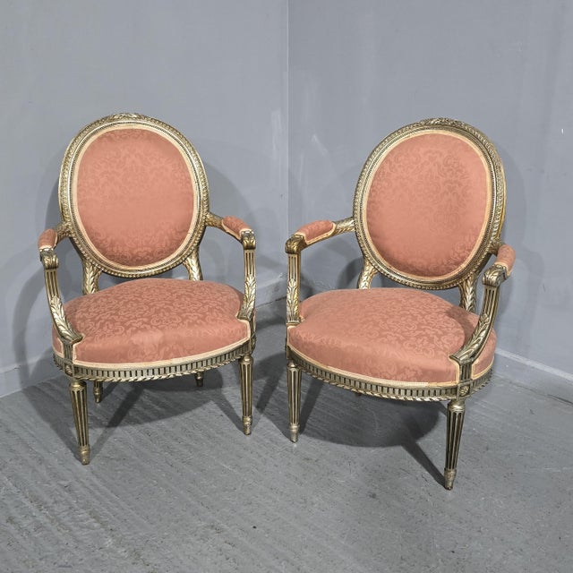 French Silver Gilt Elbow Chairs, 1910, Set of 2 For Sale - Image 6 of 16