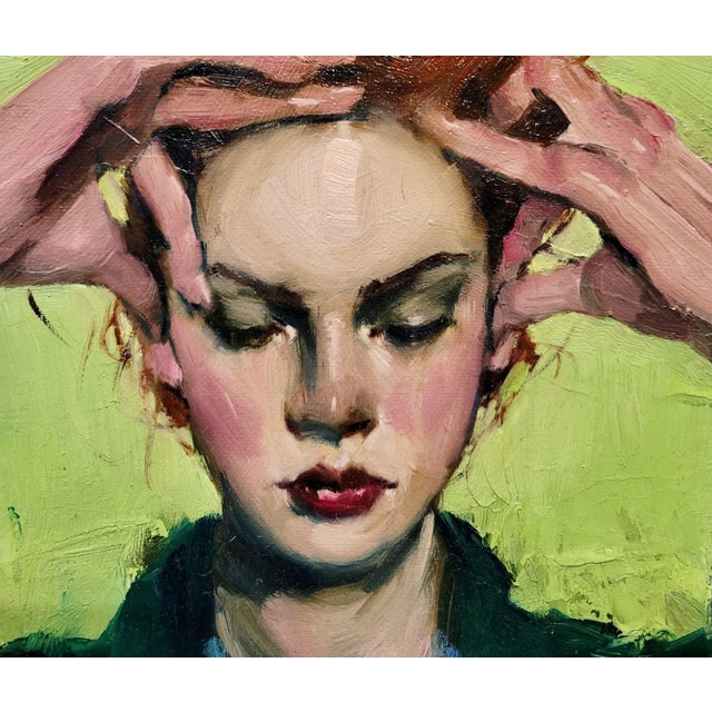 Malcolm Liepke -Young Girl in Deep Meditation -Oil Painting For Sale - Image 4 of 9