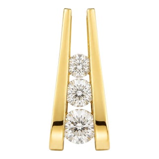 14k Gold Three Diamond Scissor Pendant With 1.05 CTTW Natural Diamonds For Sale
