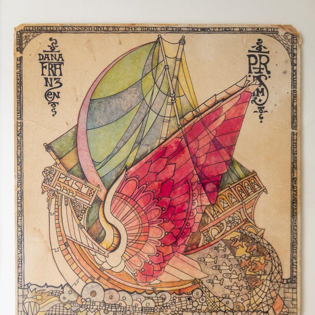 Fantasy Flying Ship Illustration by Counterculture Artist Dana Franzen For Sale - Image 11 of 12