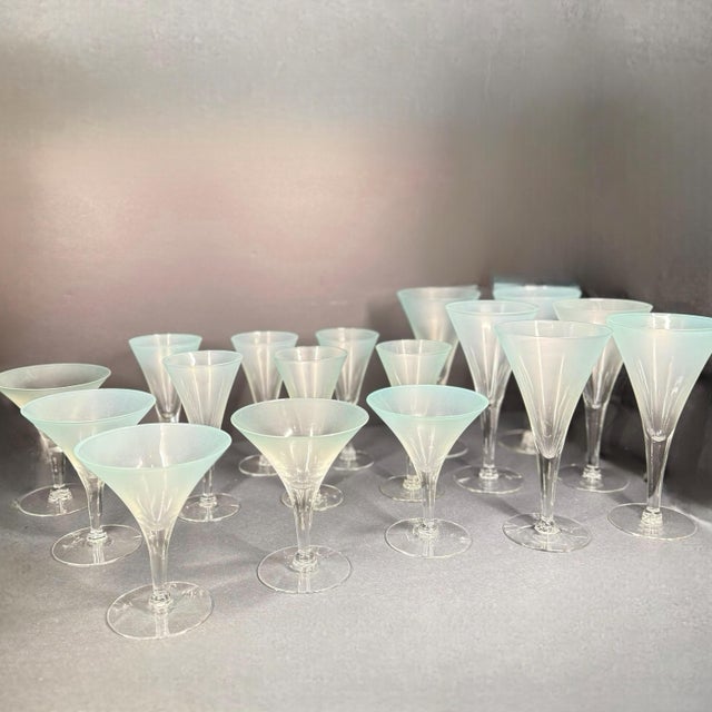 1950s Dorothy Thorpe "Mint" Frosted Glass Stemware (Set of 18) For Sale - Image 10 of 10