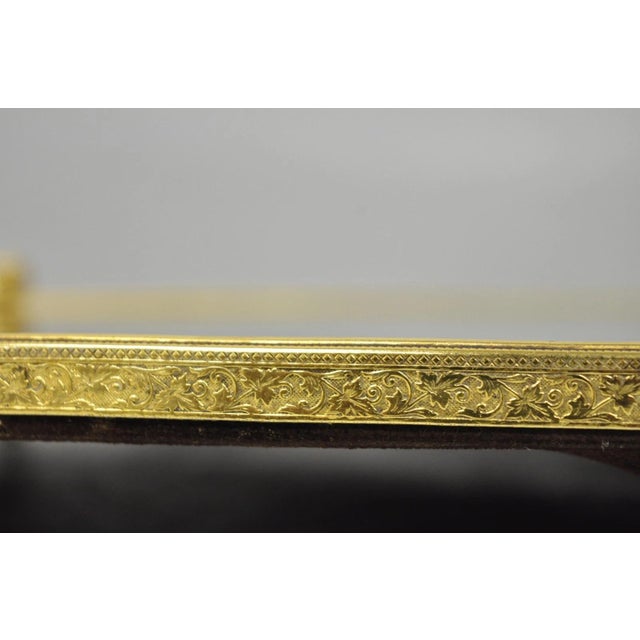 Metal Vintage Hollywood Regency Gold Maiden Bust Oval Beveled Glass Mirror Vanity Tray For Sale - Image 7 of 13