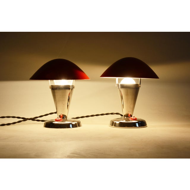 Table Lamps in Chrome attributed to Napako, Czech, 1930s, Set of 2 For Sale - Image 6 of 7