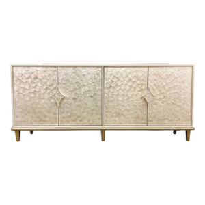Hooker Furniture Organic Modern Pearl White Capiz Shell Entertainment Console Table