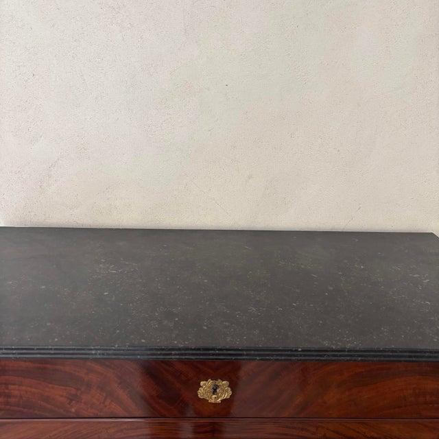 Wood 19th Century Charles X Secretary Desk in Mahogany and Maple with a Marble Top For Sale - Image 7 of 10