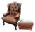 Vintage Zagaroli Chesterfield Hairy Claws Wingback Leather Chair & Ottoman For Sale