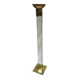 Italian Brass & Glass Floor Lamp For Sale