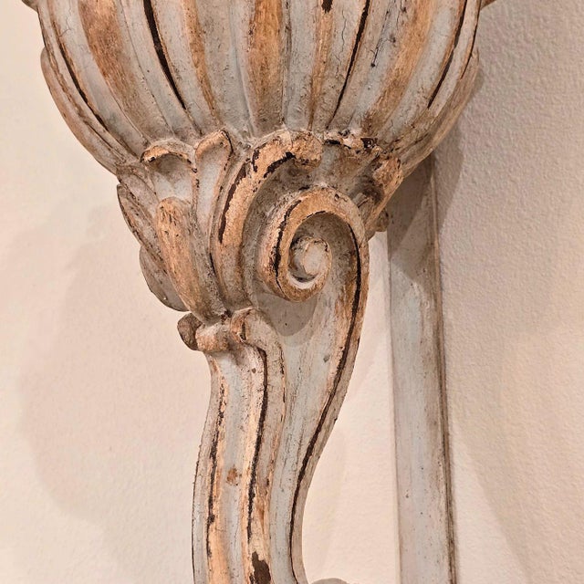 Wood 1950s Pair of Neoclassical Wooden Candle Holders - Sconces For Sale - Image 7 of 10