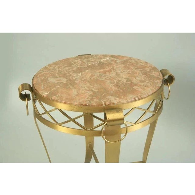 French Neoclassical Round Rouge Marble Top Bronze Gueridon Occasional Side Table For Sale - Image 10 of 11