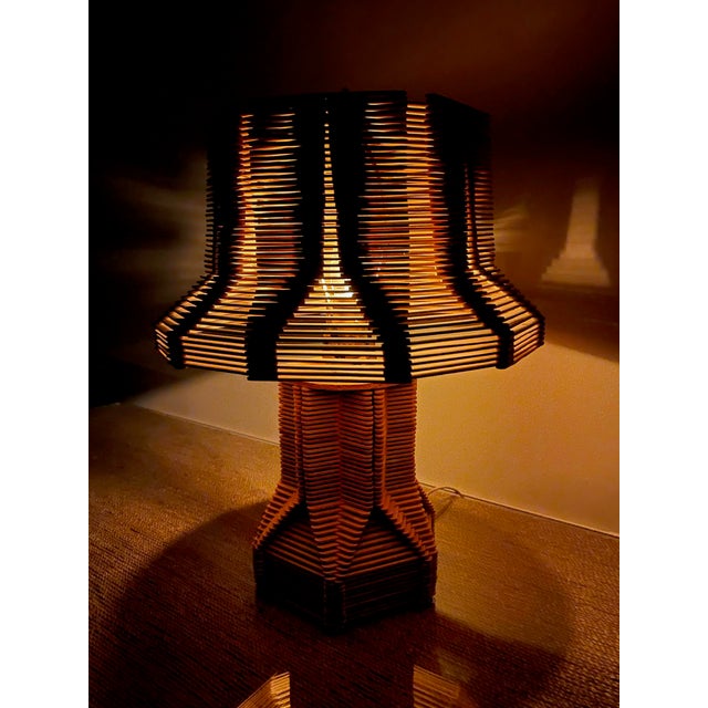 Mid-Century Modern Mid-Century Handcrafted Sculptural Wood Table Lamp For Sale - Image 3 of 11