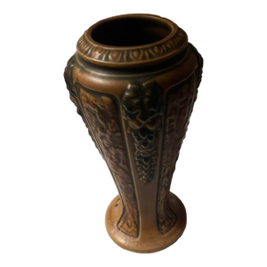 Antique Roseville Pottery 1924 Florentine Vase in a Rich Coppery Textured Brown