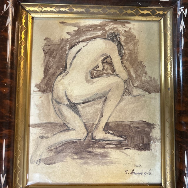 Contemporary original female nude “study” painting by Stephen Heigh. Signed and framed. Measures 8x10 / 12x14 framed....