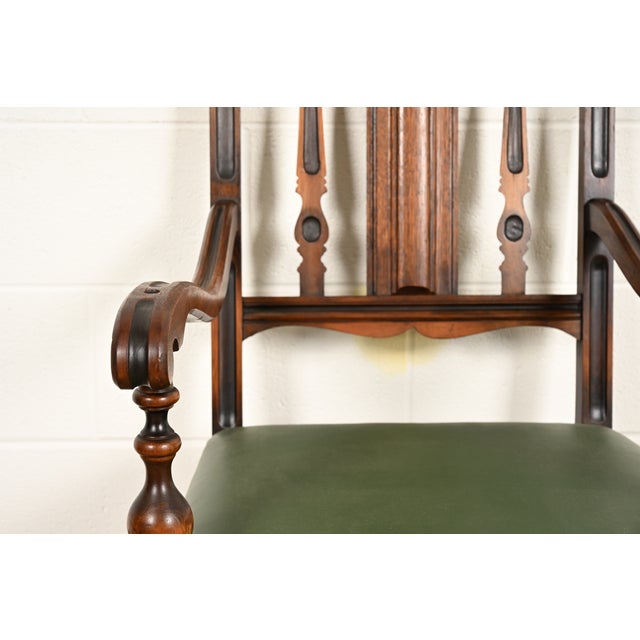 Berkey & Gay Antique English Jacobean Carved Walnut Dining Chairs, Set of Six For Sale - Image 9 of 16