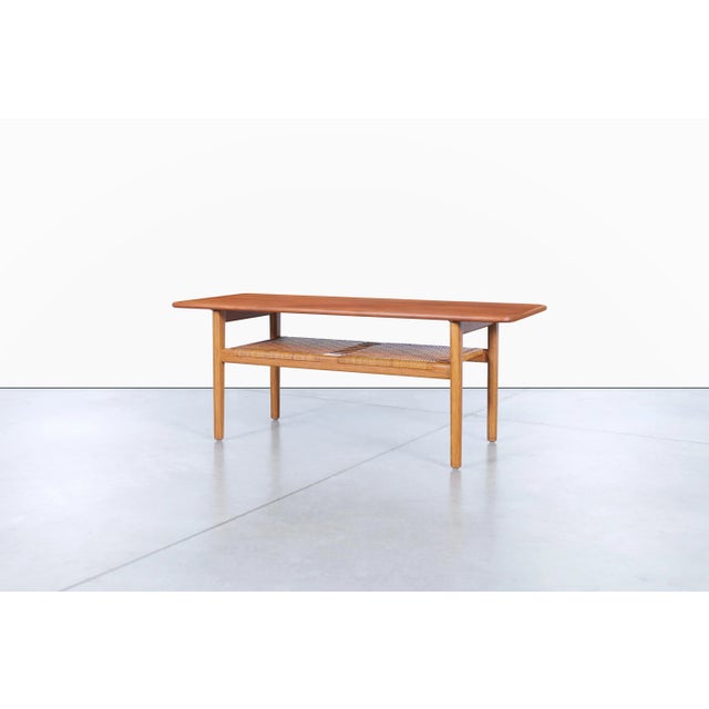 Wood Mid-Century Modern Teak and Cane Coffee Table by Hans J. Wegner for Andreas Tuck For Sale - Image 7 of 12