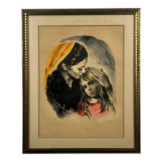 Sandu Liberman " Mother and Daughter" Lithograph Signed & Framed - Artist Proof 1960's For Sale